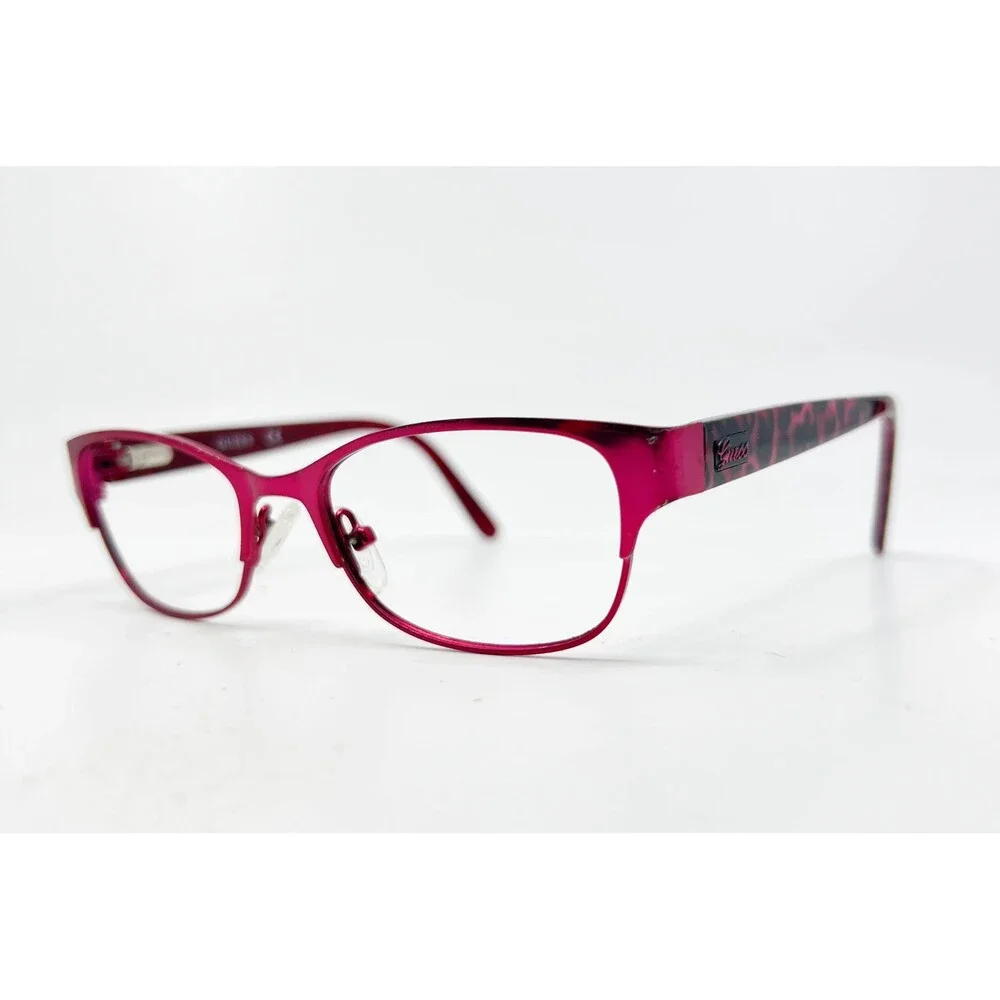 Guess Eyeglasses Frames Girls Pink Leopard Print Cat Eye 47-16-130 PNK